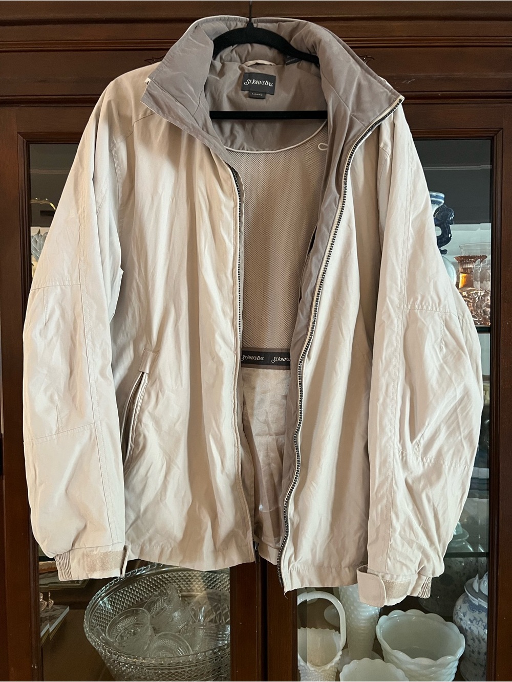 St. John's Bay Men’s Barn Jacket Light Beige Zip-Front